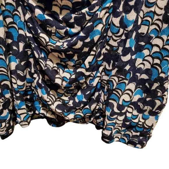 Classiques Entier Vintage Y2K Blue Black White Gathers Stretch Silk Top Blouse S - Picture 8 of 16